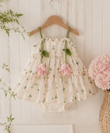 Cherry Blossom Summer Dress | Floral Baby Girl Princess Dress