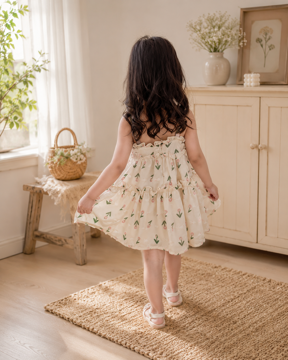 Cherry Blossom Summer Dress | Floral Baby Girl Princess Dress