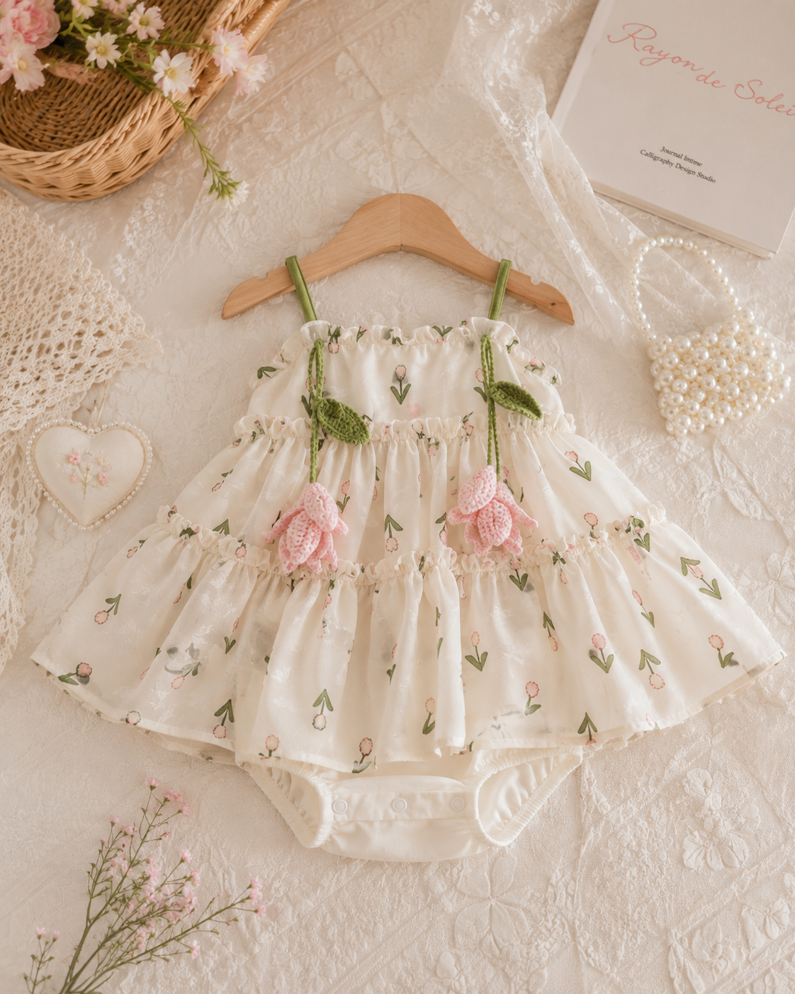 Cherry Blossom Summer Dress | Floral Baby Girl Princess Dress