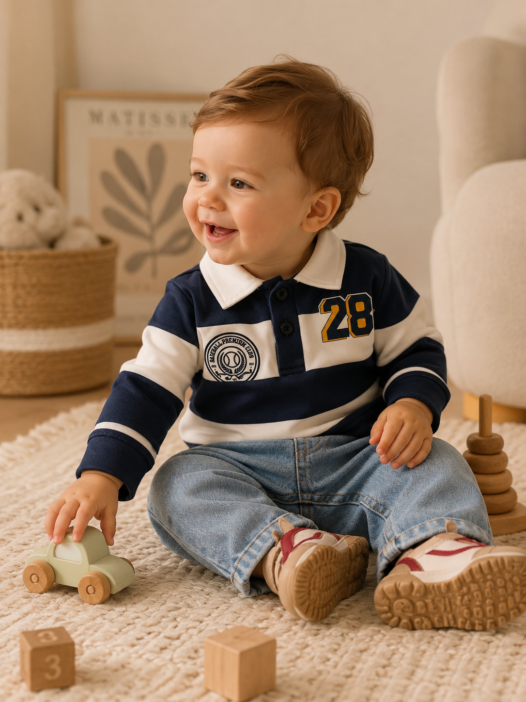 Baby Boy Striped Polo & Denim Set