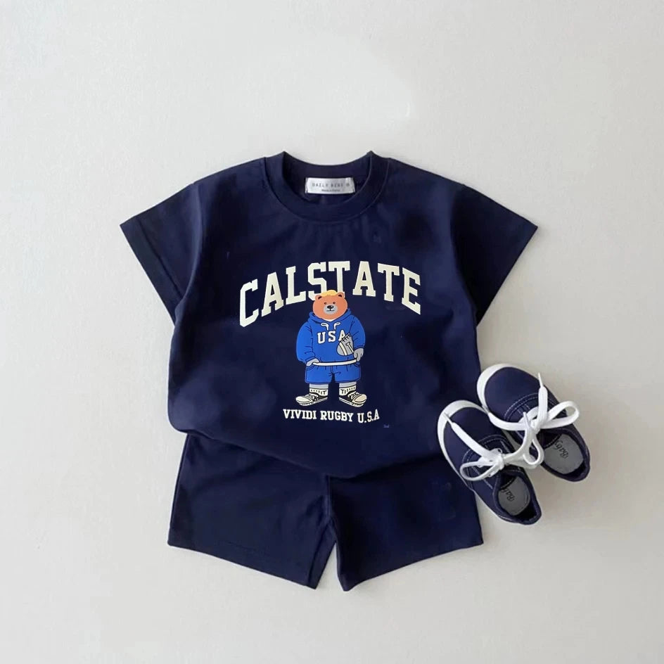 Calstate Bear Cotton Summer Co-Ord Set