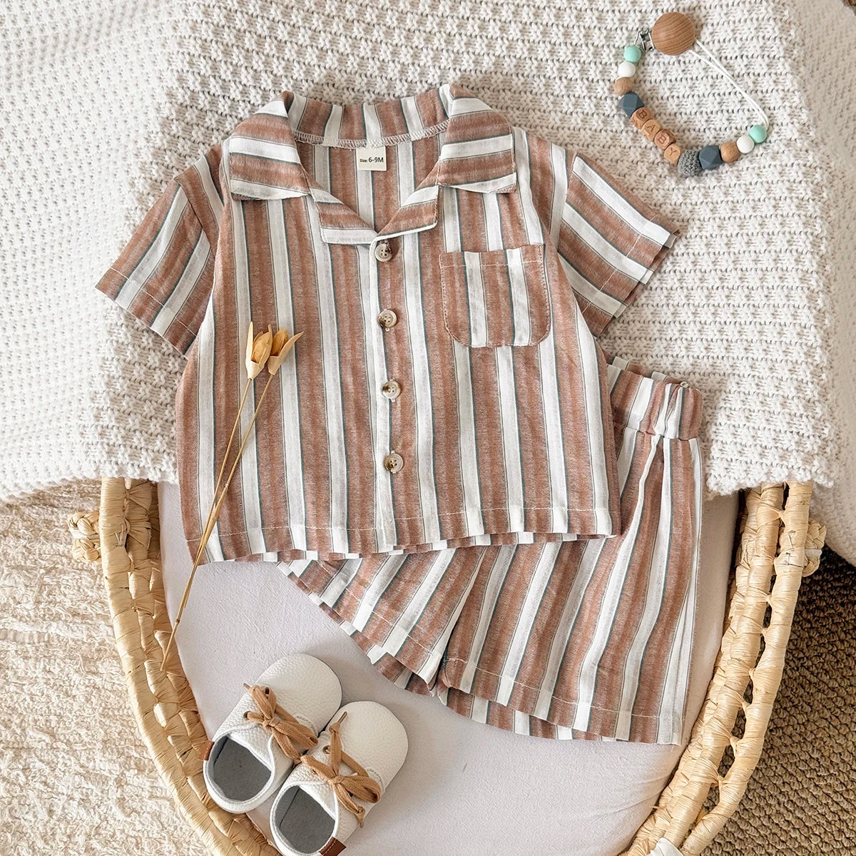 Summer Striped Shirt & Shorts Set | 2-Piece Baby Outfit
