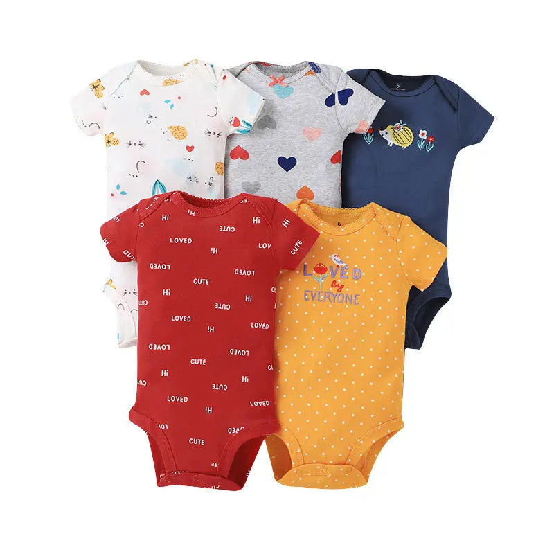 100% Cotton Baby Bodysuit Set | Soft Short Sleeve Baby Onesies (3–5 Pack)