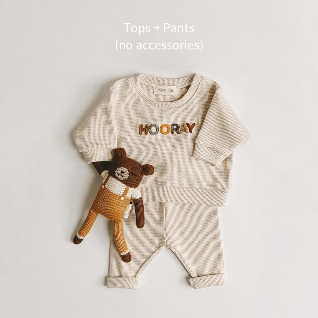 Hooray & Happy Waffle Lounge Set | 2-Piece Baby Outfit