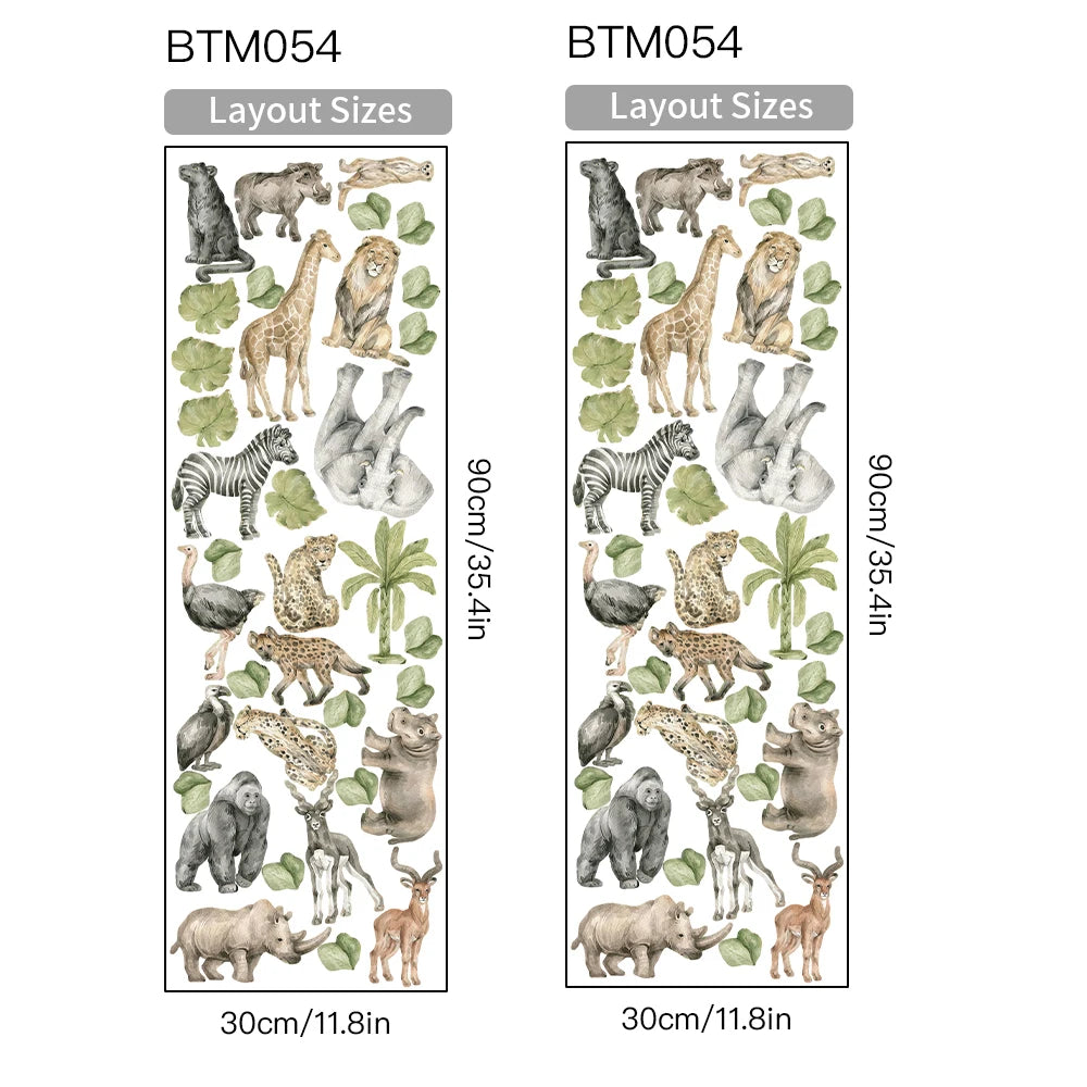 Boho Safari Nursery Wall Stickers | Botanical Animal Wall Decals