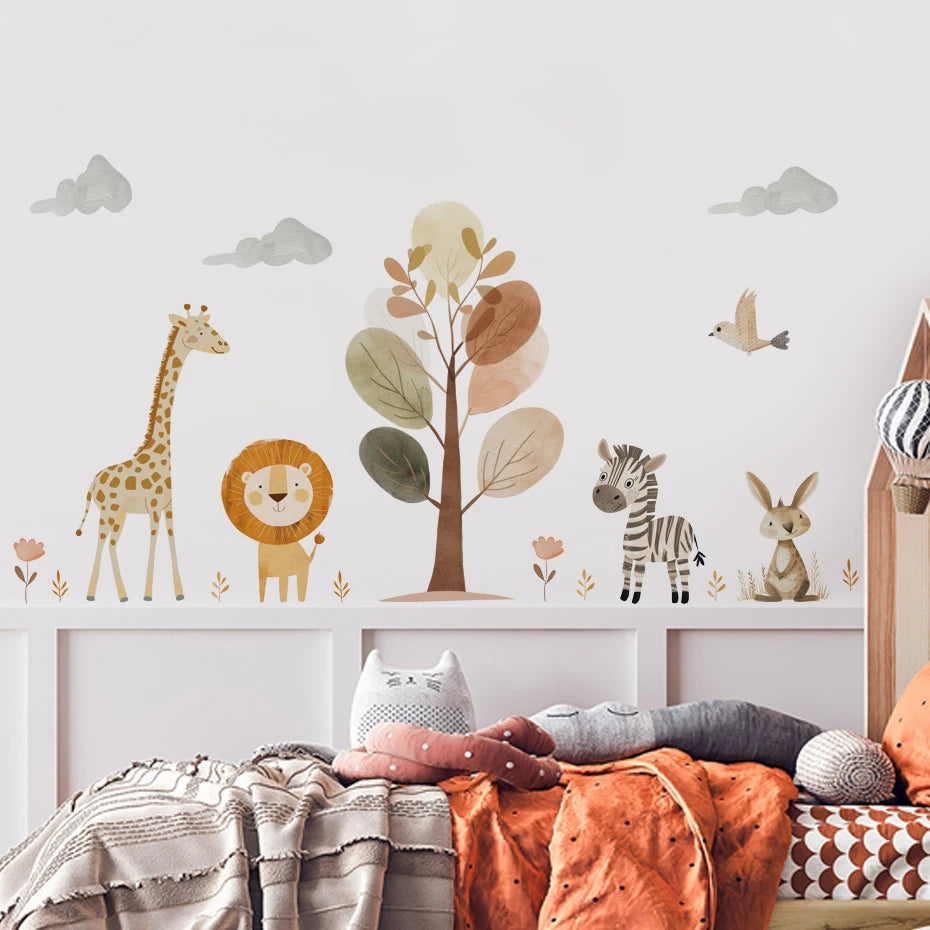 Safari Animal Nursery Wall Stickers | Removable Jungle Wall Decals