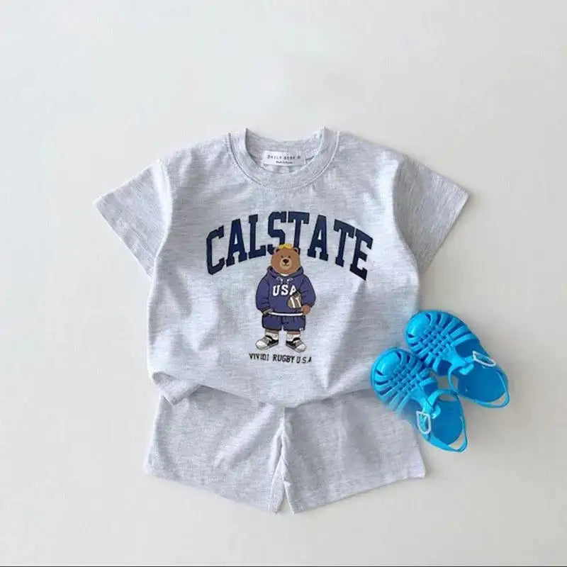 Calstate Bear Cotton Summer Co-Ord Set