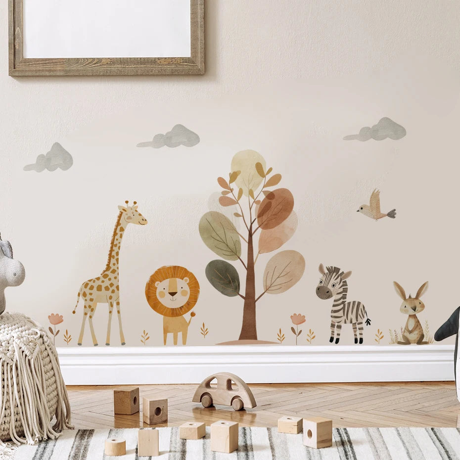 Safari Animal Nursery Wall Stickers | Removable Jungle Wall Decals