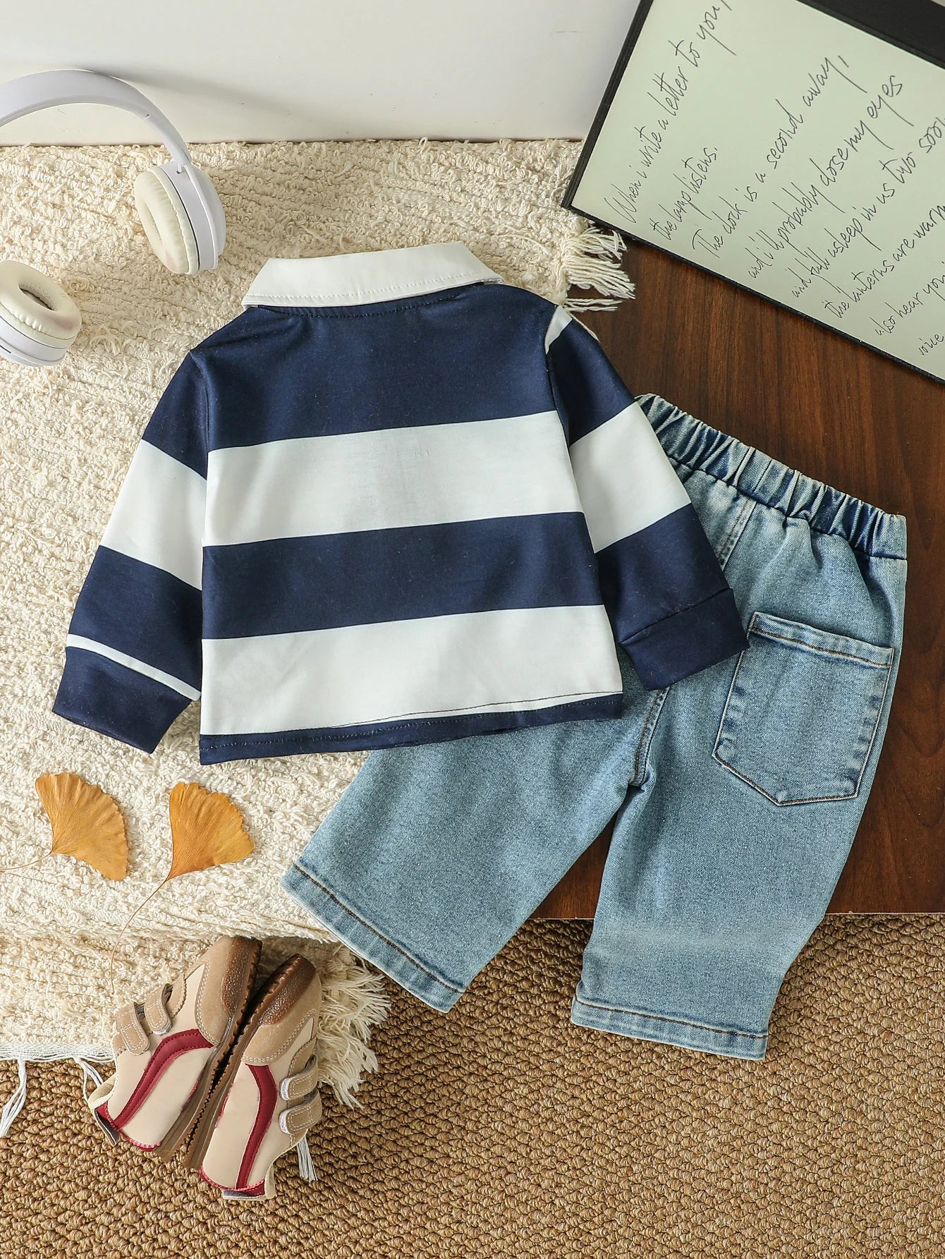Baby Boy Striped Polo & Denim Set