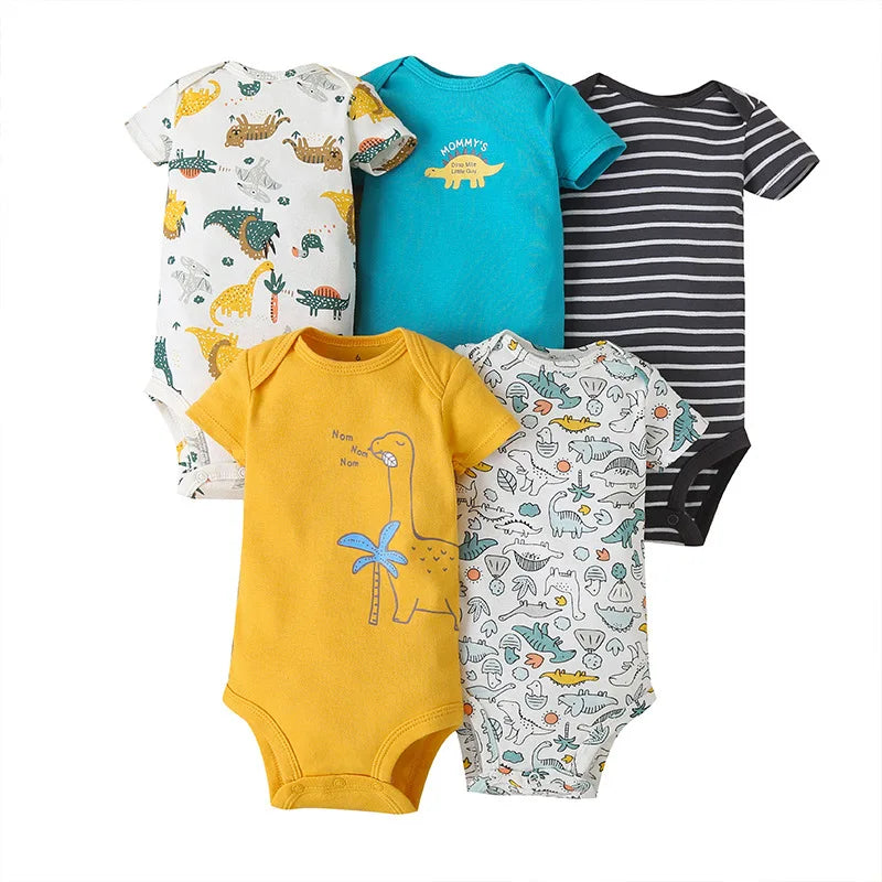 100% Cotton Baby Bodysuit Set | Soft Short Sleeve Baby Onesies (3–5 Pack)