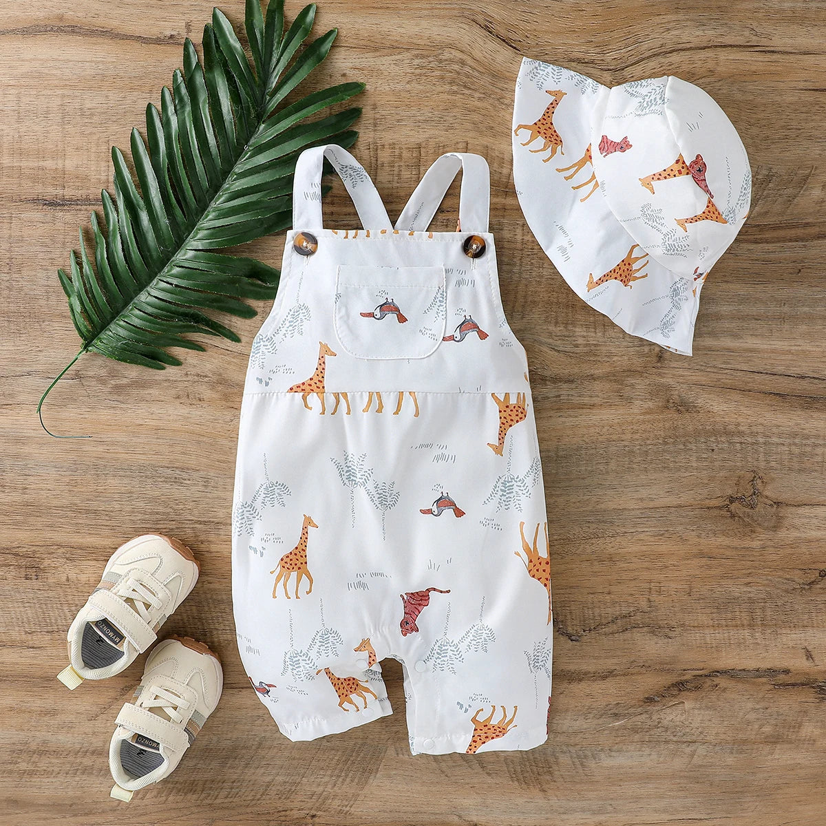 2-Piece Baby Romper & Hat Set | Sleeveless Cotton Summer Outfit