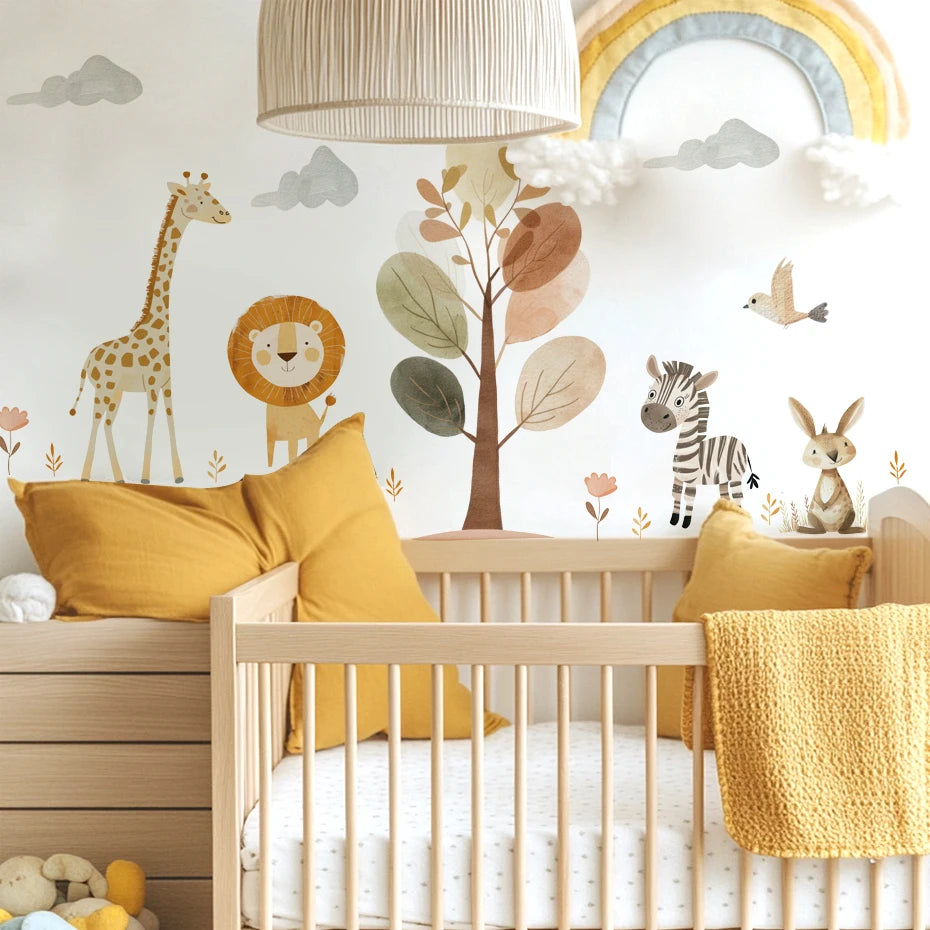 Safari Animal Nursery Wall Stickers | Removable Jungle Wall Decals