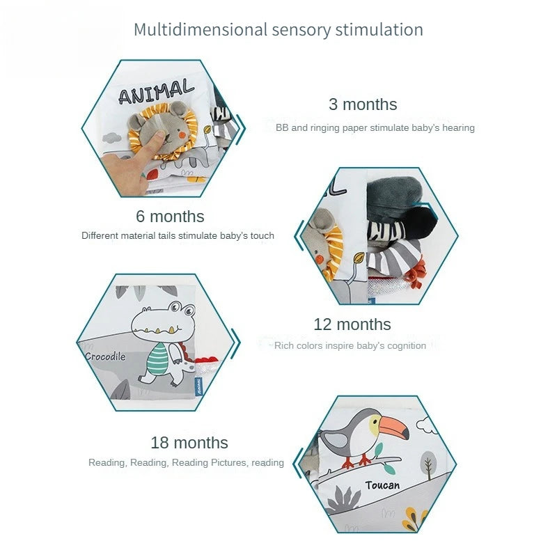 Sensory Baby Cloth Book | Soft Crinkle & Touch-and-Feel Learning Toy