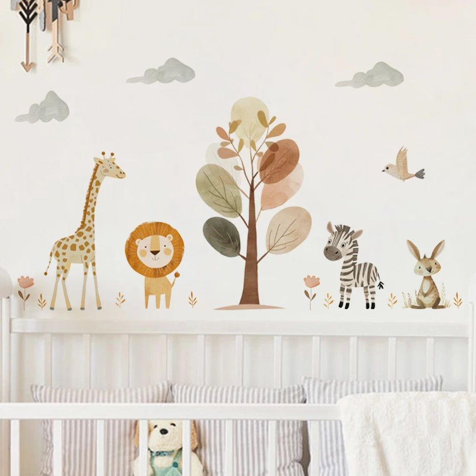 Safari Animal Nursery Wall Stickers | Removable Jungle Wall Decals