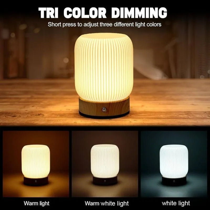 Rechargeable Touch Night Light – 3 Colour Dimmable Bedside Lamp