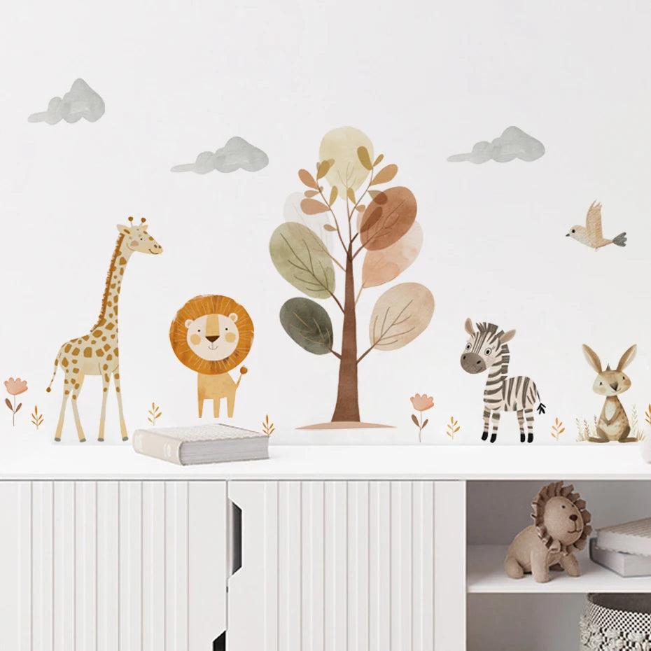 Safari Animal Nursery Wall Stickers | Removable Jungle Wall Decals