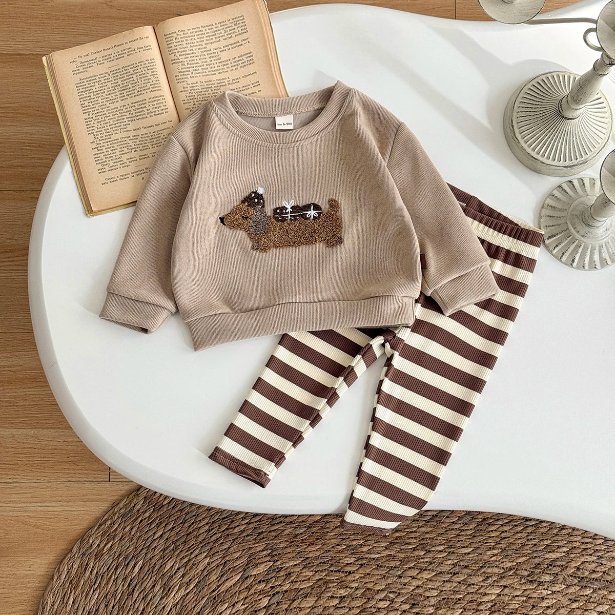 Puppy Knit Lounge Set | 2-Piece Baby Outfit