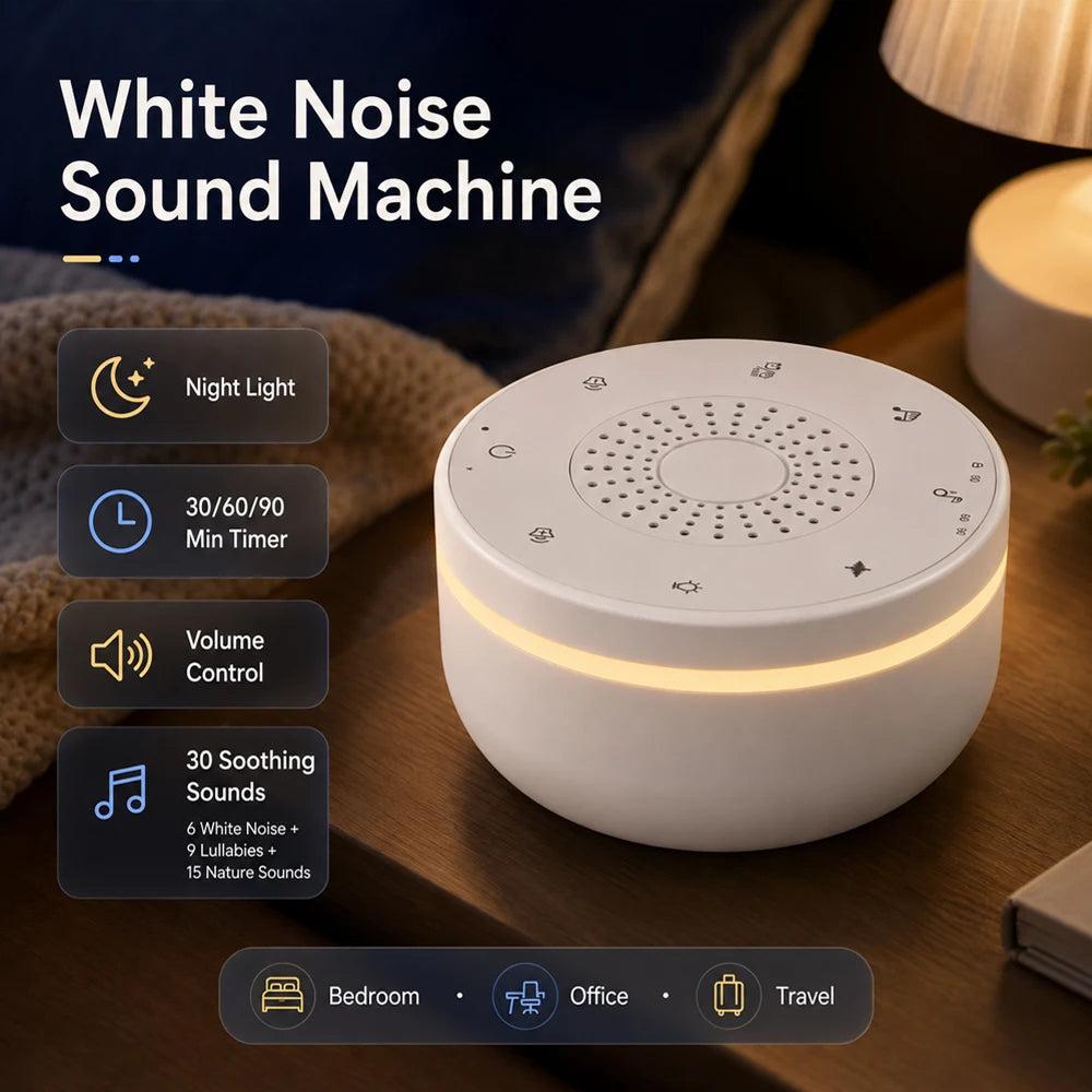 Portable Baby White Noise Machine | 15 Soothing Sounds & Lullabies