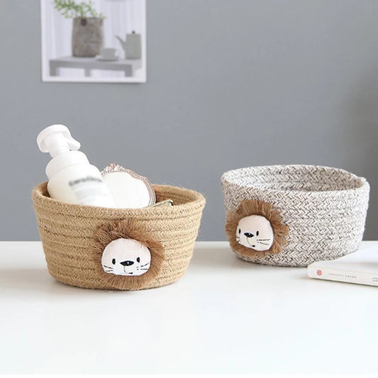 Handwoven Animal Storage Basket | Cute Nursery Toy & Organiser Basket