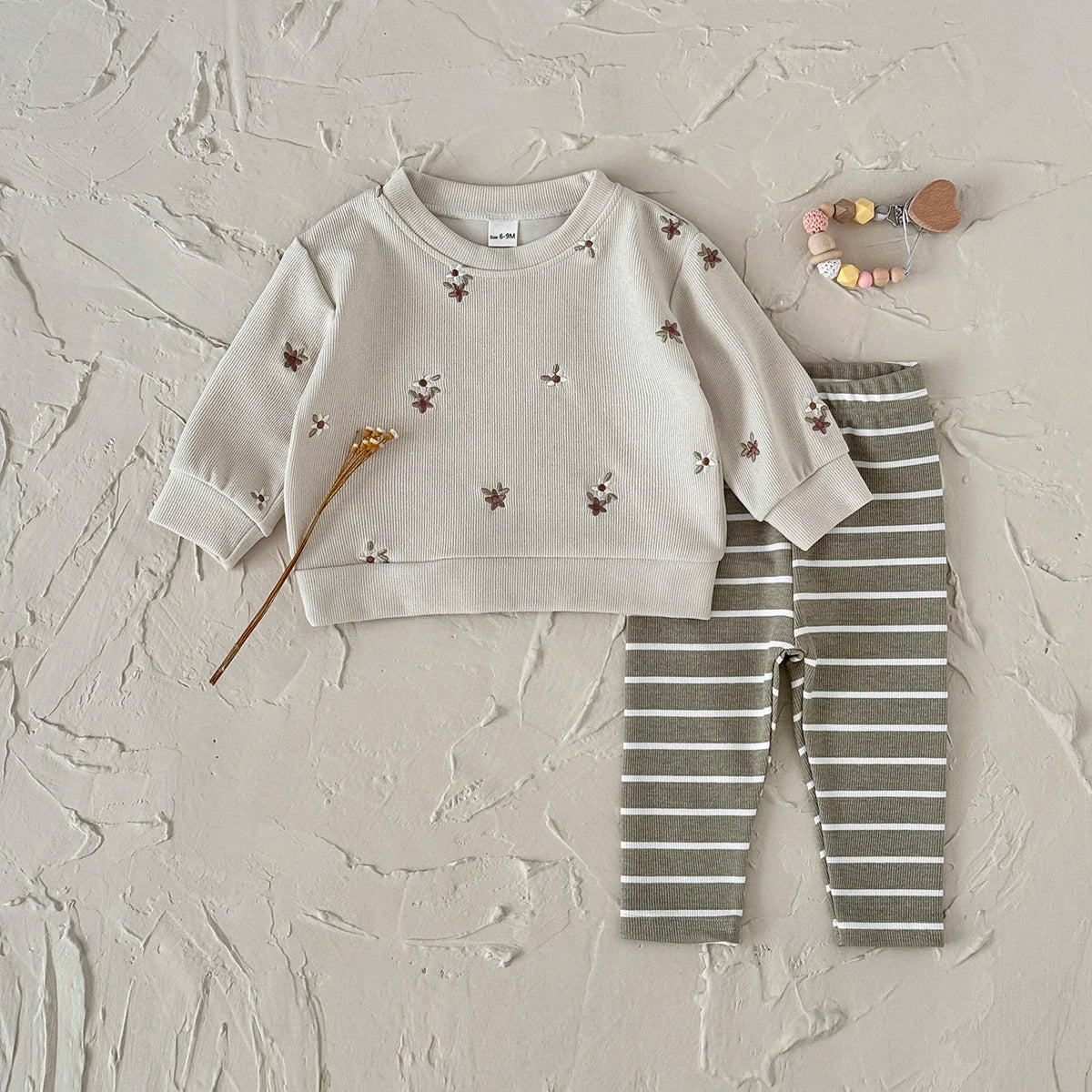 Floral Embroidered Baby Girl Outfit Set