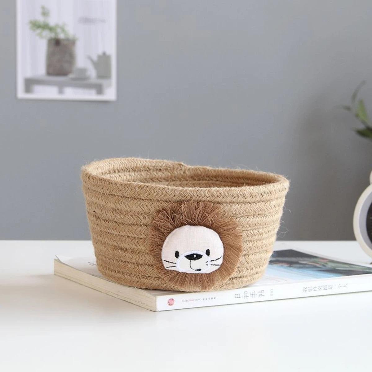 Handwoven Animal Storage Basket | Cute Nursery Toy & Organiser Basket