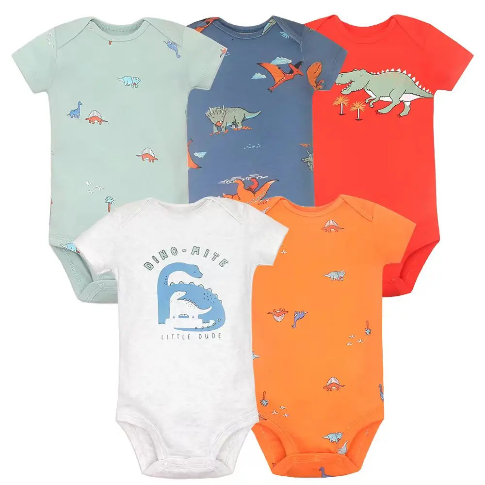 100% Cotton Baby Bodysuit Set | Soft Short Sleeve Baby Onesies (3–5 Pack)