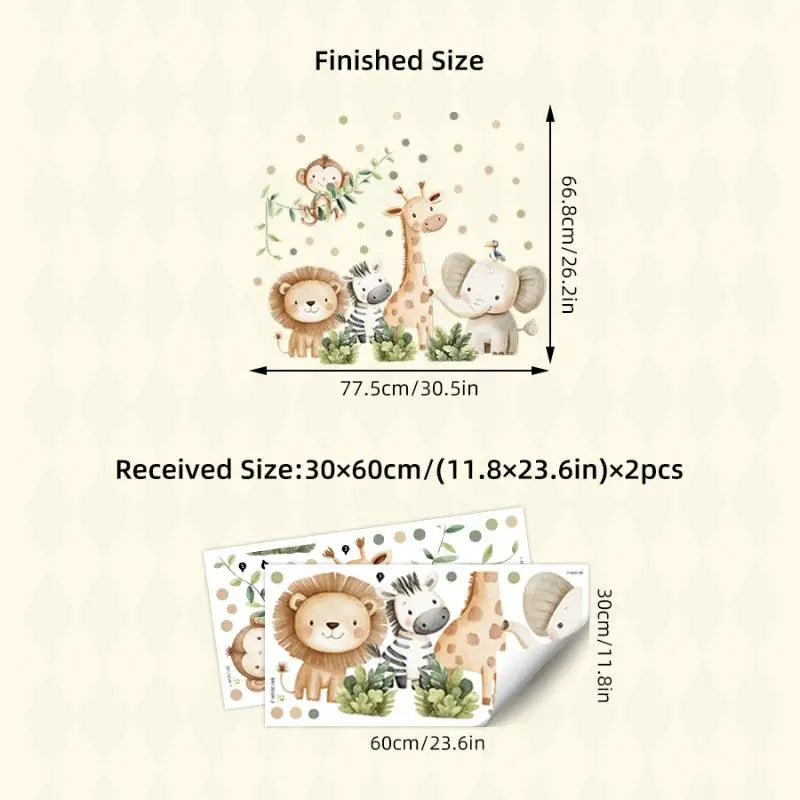 Cartoon Forest Animal Wall Stickers | Nursery & Kids Room Removable Decals