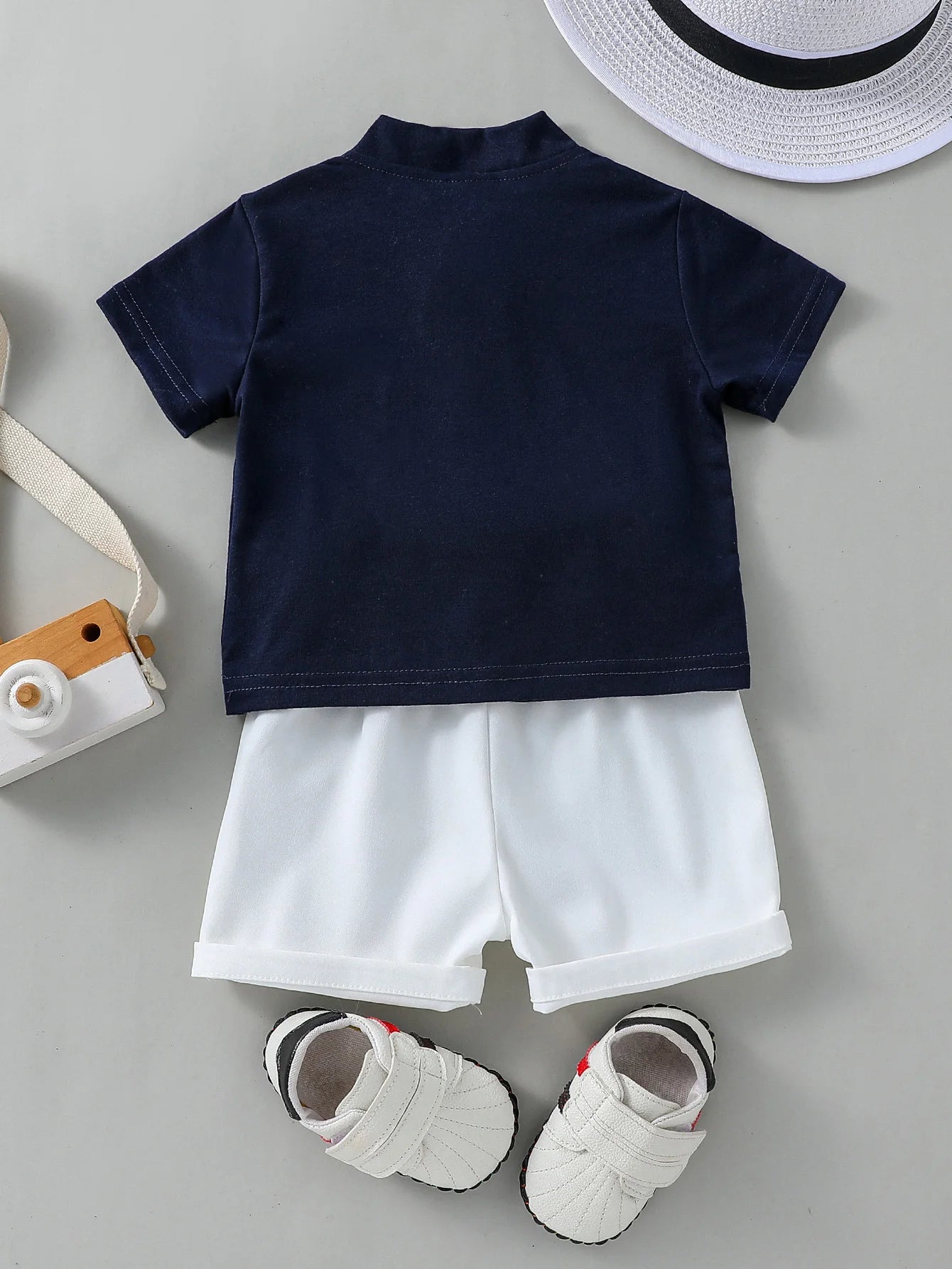 Classic Baby Boy T-Shirt & Shorts Set | Navy & White