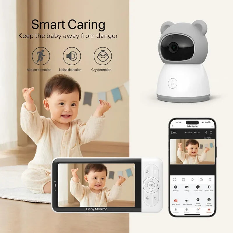 Smart HD Baby Monitor with 5” Display, App Control & Two-Way Audio