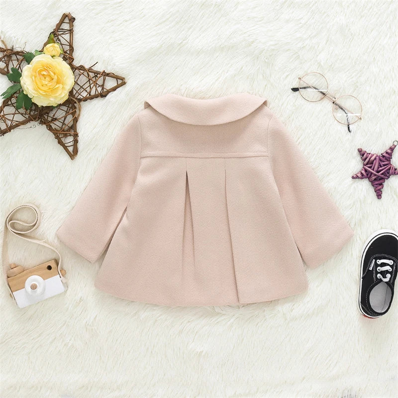 Classic Girls Pleated Wool Blend Coat | Spring & Autumn Jacket