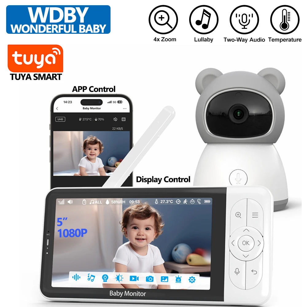 Smart HD Baby Monitor with 5” Display, App Control & Two-Way Audio