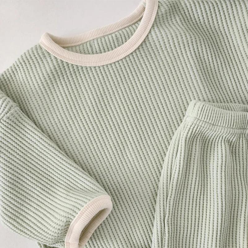 Waffle Knit Lounge Set | Soft Kids Sweatshirt & Joggers