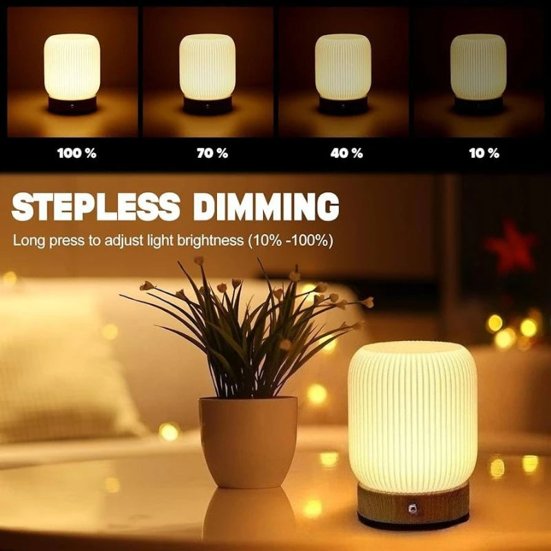 Rechargeable Touch Night Light – 3 Colour Dimmable Bedside Lamp
