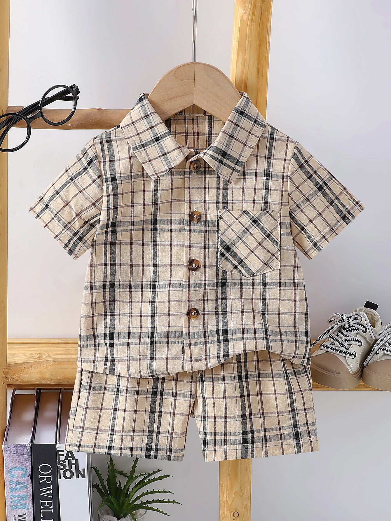Summer Plaid Shirt & Shorts Set