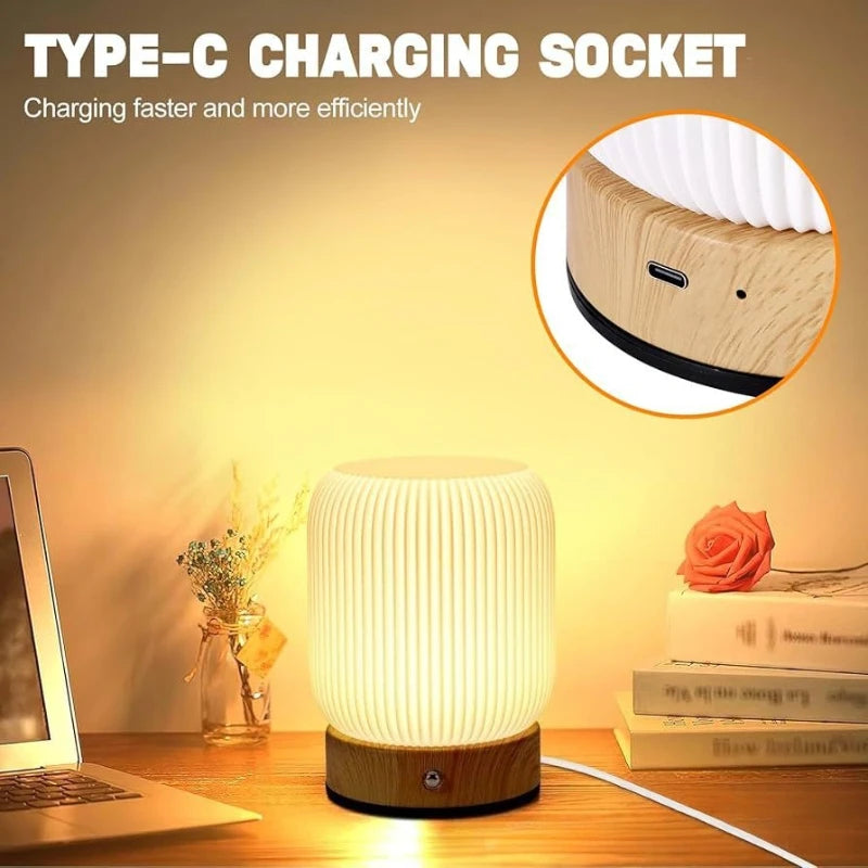 Rechargeable Touch Night Light – 3 Colour Dimmable Bedside Lamp
