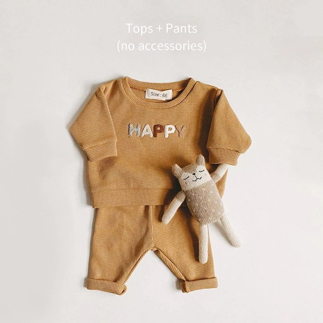 Hooray & Happy Waffle Lounge Set | 2-Piece Baby Outfit